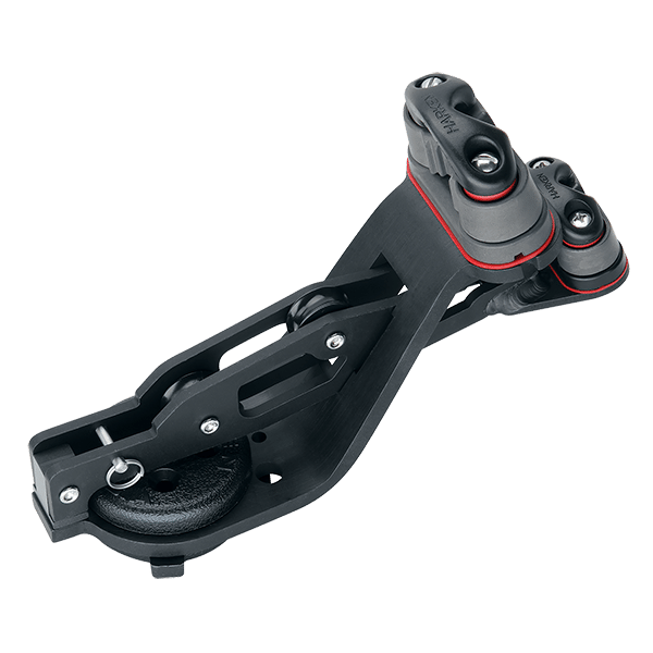 [216] Harken, Svivel base med to cleat for skjøte og finhal