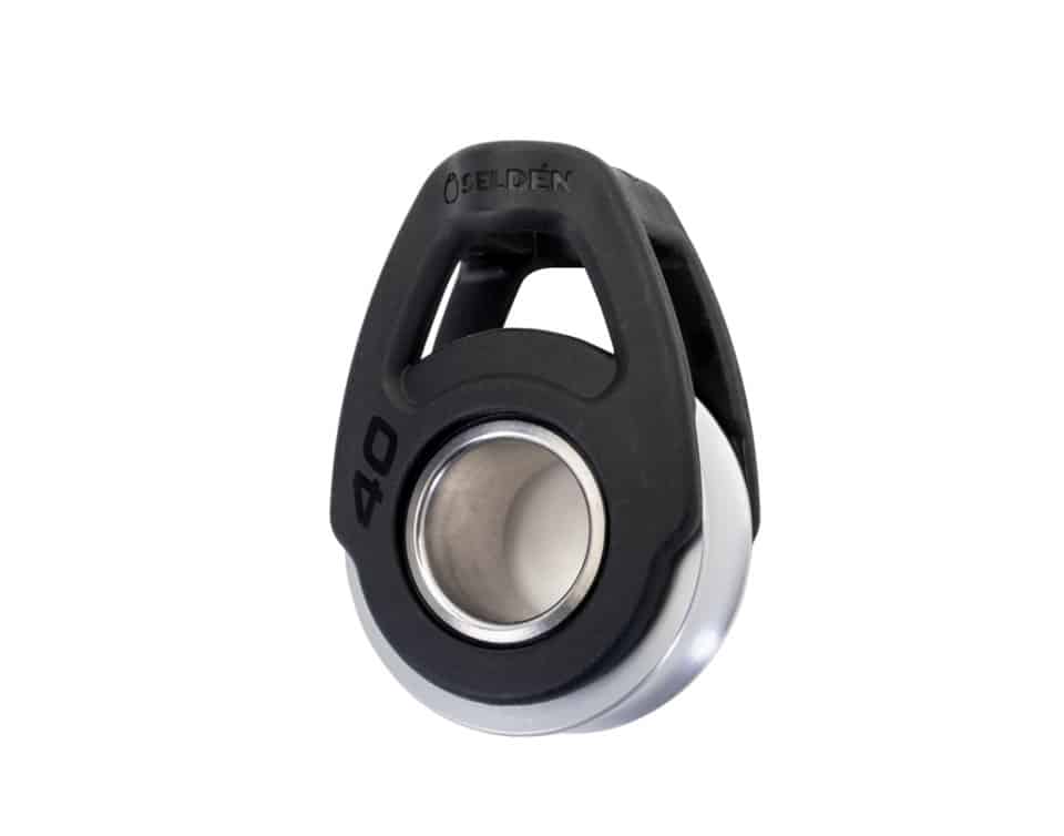 [404-101-65R] Selden, 40mm enkeltblokk, Soft Attach. Aluminium trinse