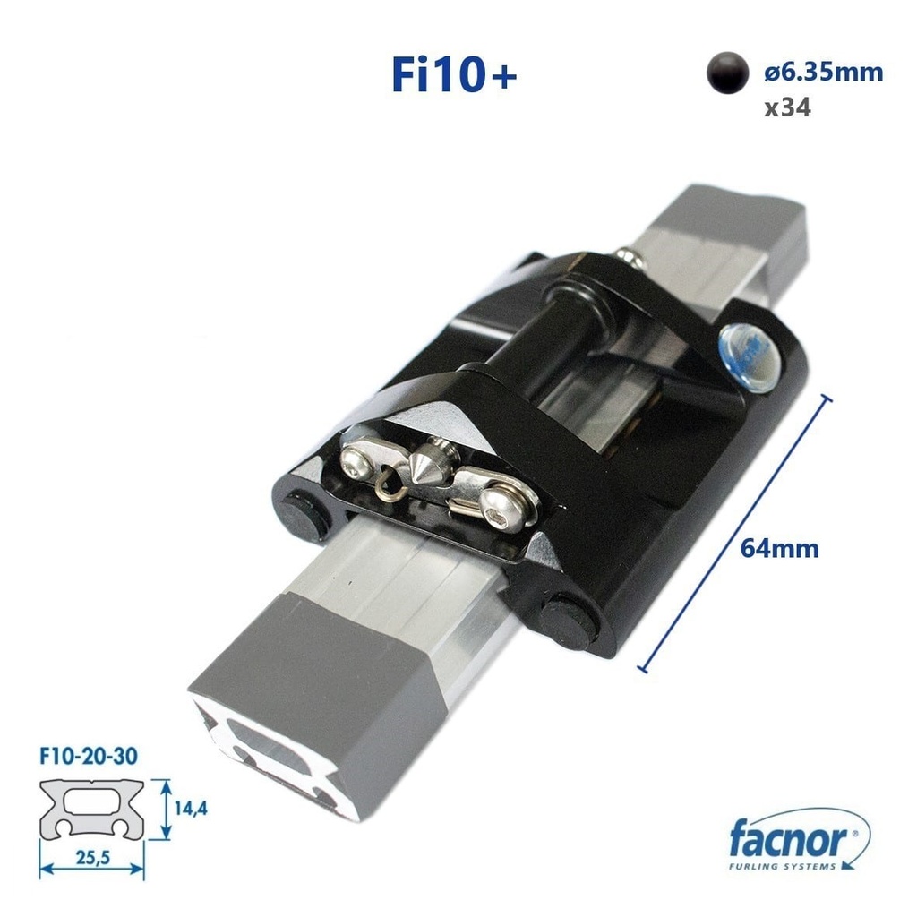 [54031100600] Facslide F10 mellomvogn, for montering mellom spilene.