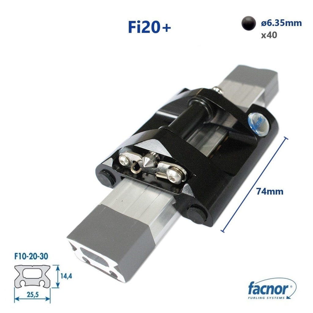 [54031200600] Facslide F20 mellomvogn, for montering mellom spilene.
