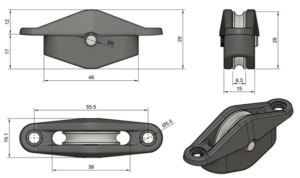 [z3030] Dinghy sheave box