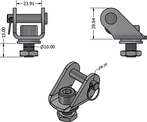 Base Toggle 22mm, M10, 8,2mm pin