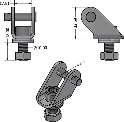Base Toggle 17mm, M10, 8,2mm pin